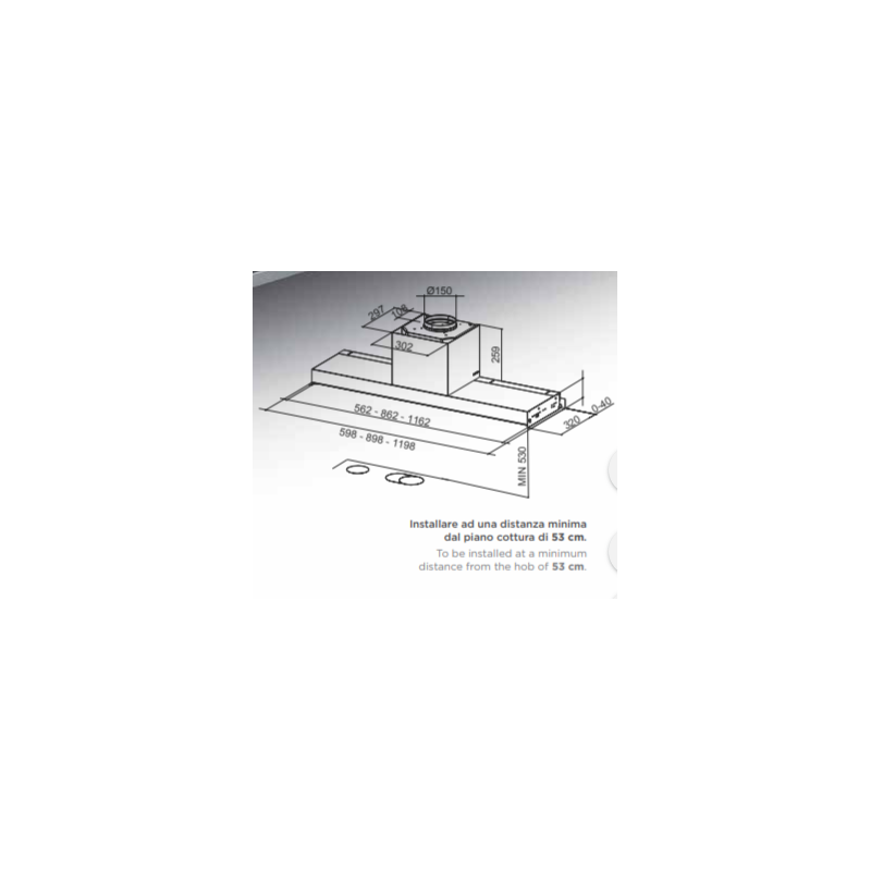 Faber Cappa ad Incasso In-Nova Touch 305.0611.152 acciaio Inox e vetro Nero da 60cm Pezzi Unici