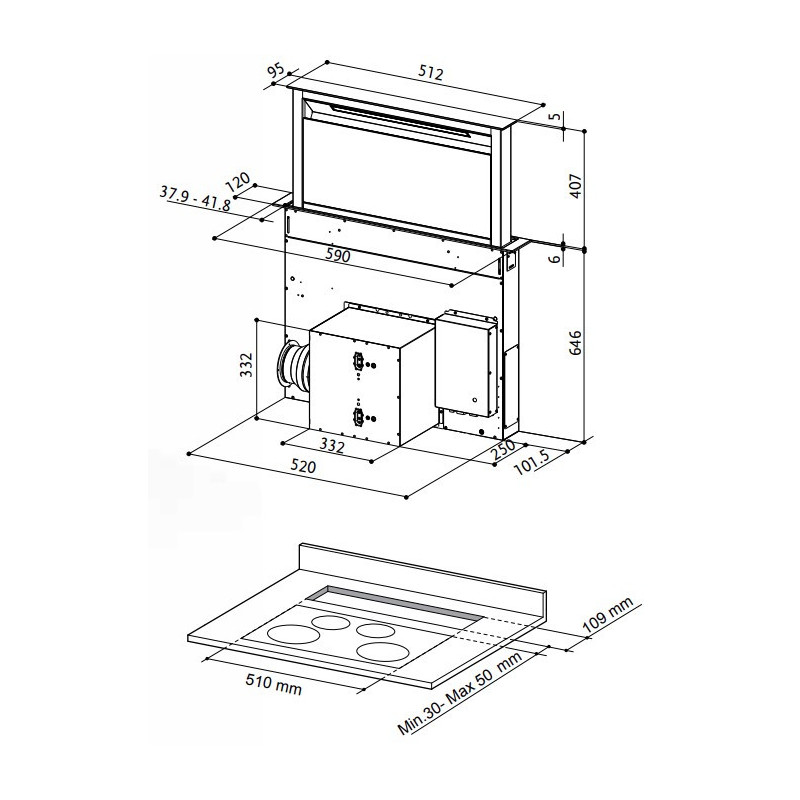 FABER S.p.A. Fabula Plus Evo+BK A60 Aspirazione verso il basso Nero 630 m³/h B Negozi Online