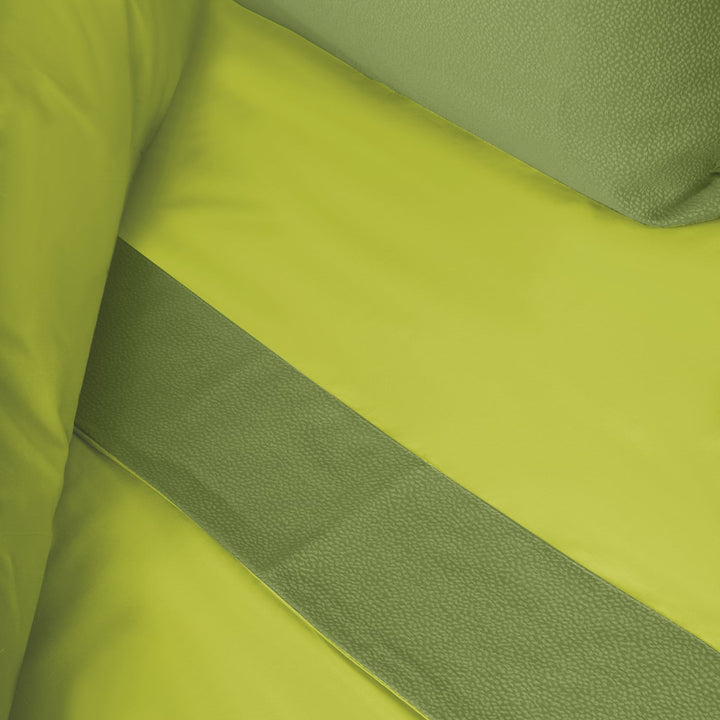 Zenoni & ColombiCompleto Lenzuola Matrimoniale con balza in Jacquard Keppler Verde Lime Consegna Veloce