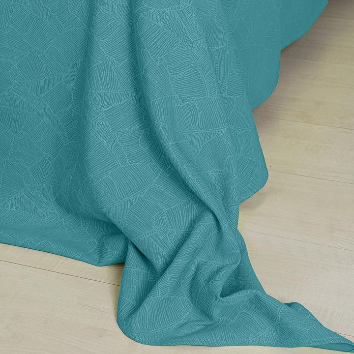 Zenoni & ColombiCompleto Copriletto con federe in cotone Jacquard Giungla Azzurro Acqua Promozione Limitata