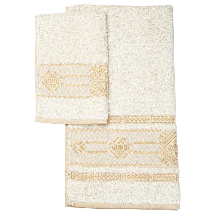 Zenoni & ColombiCoppia ospite+salvietta in spugna jacquard 450 gr Punto Antico Toscano Senape 2025