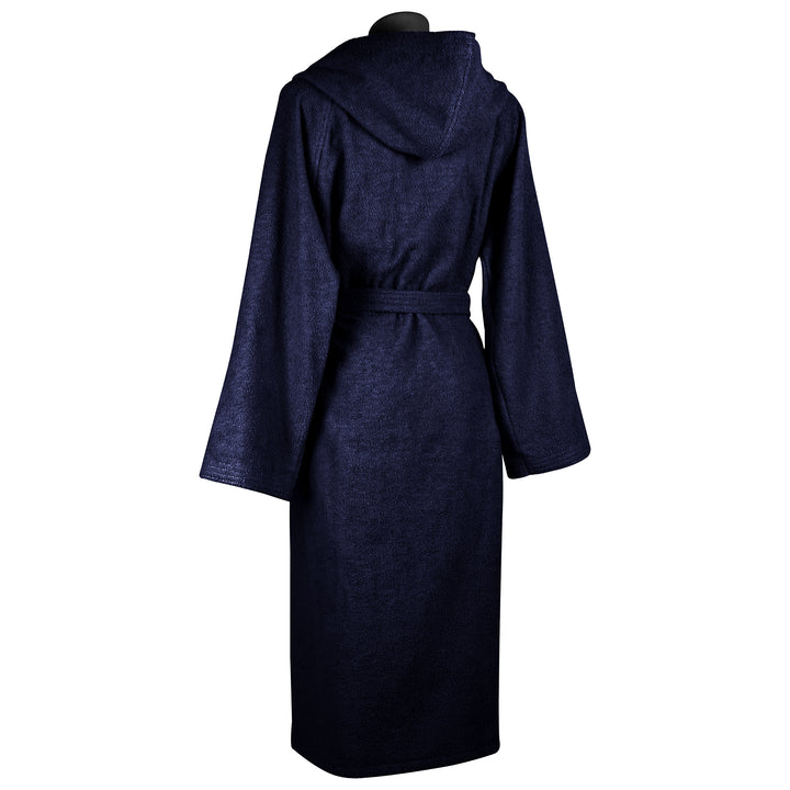 Zenoni & ColombiAccappatoio Essential con cappuccio in spugna di cotone Blu Navy Qualità