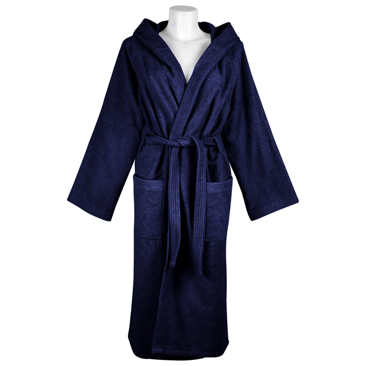 Zenoni & ColombiAccappatoio Essential con cappuccio in spugna di cotone Blu Navy Qualità