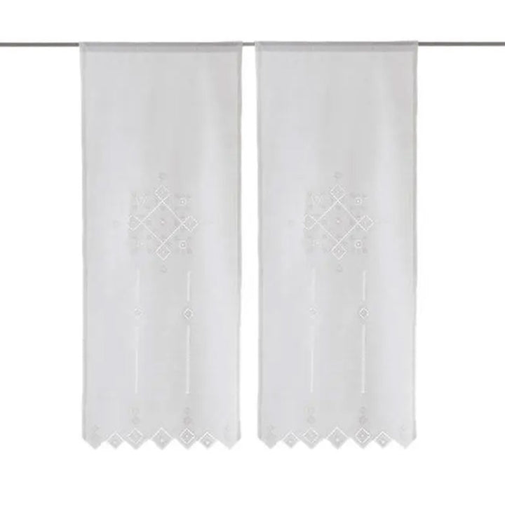 Zenoni & ColombiCoppia di Tende ricamate a mano in misto Lino Made in Italy variante Punto Antico Italiano Negozi Online