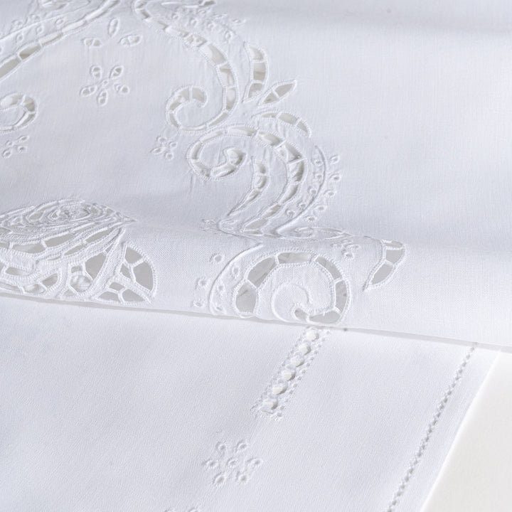 Zenoni & ColombiCoppia di Tende ricamate a mano in misto Lino Made in Italy variante Mary's Rose Italy