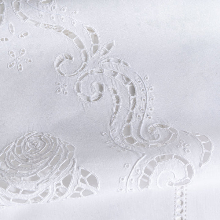Zenoni & ColombiCoppia di Tende ricamate a mano in misto Lino Made in Italy variante Mary's Rose Italy