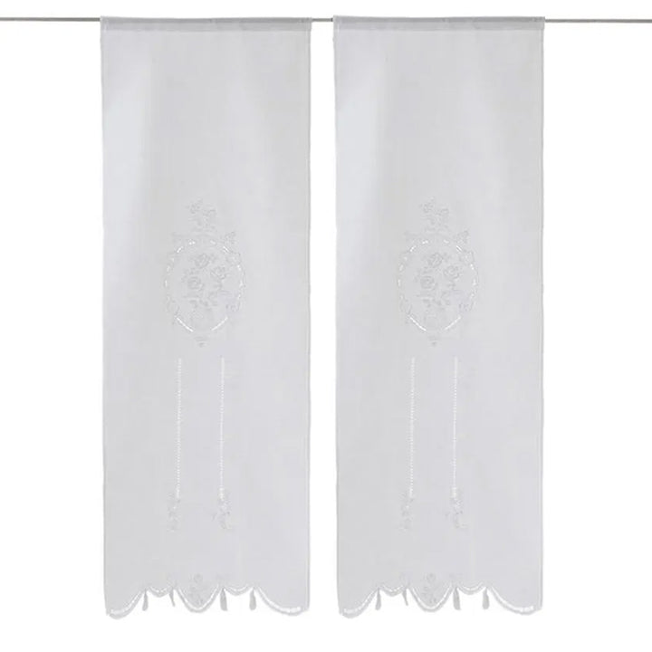 Zenoni & ColombiCoppia di Tende ricamate a mano in misto Lino Made in Italy variante Italiano 800 Convenienza