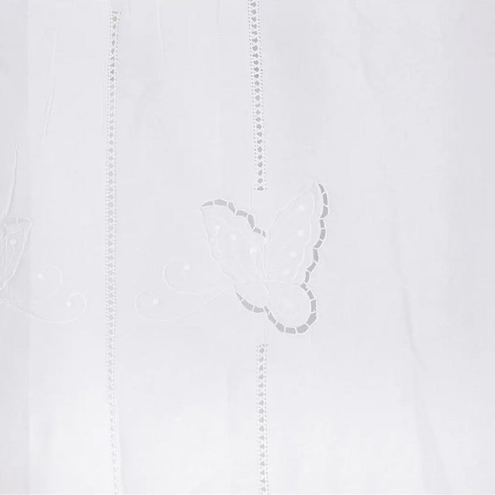 Zenoni & ColombiTenda ricamata a mano in misto Lino Made in Italy variante Butterfly Presa