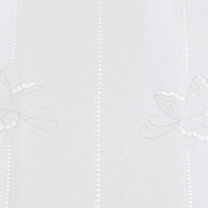 Zenoni & ColombiTenda ricamata a mano in misto Lino Made in Italy variante Butterfly Presa