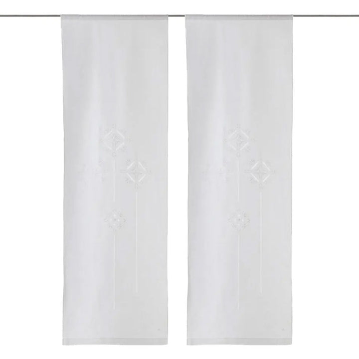 Zenoni & ColombiCoppia di Tende ricamate a mano in misto Lino Made in Italy variante Punto Antico Toscano Online