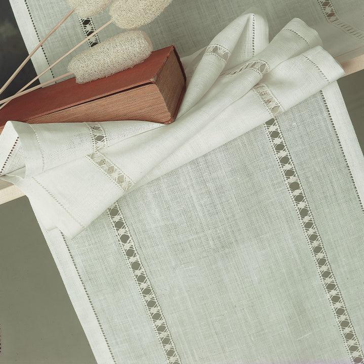 Zenoni & ColombiTenda al metro ricamata in 100% Lino Made in Italy variante Emanuela Prezzo Ridotto