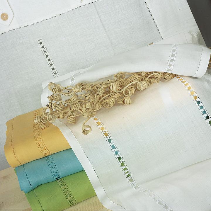 Zenoni & ColombiTenda al metro ricamata in 100% Lino Made in Italy variante Emanuela Prezzo Ridotto