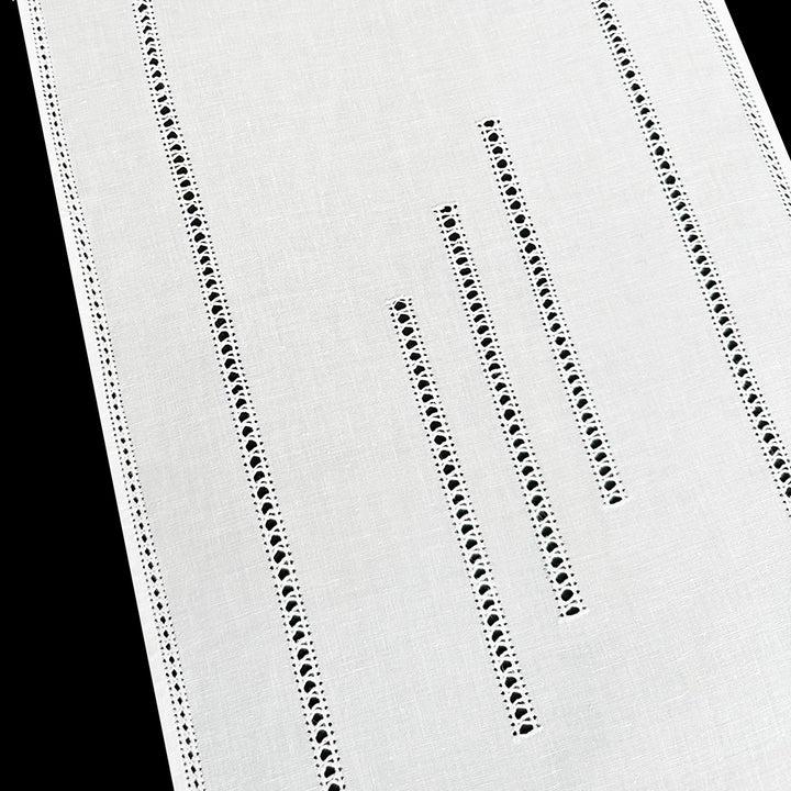 Zenoni & ColombiTenda al metro ricamata a mano in misto Lino Made in Italy variante Gigliuccio Bianco Novità