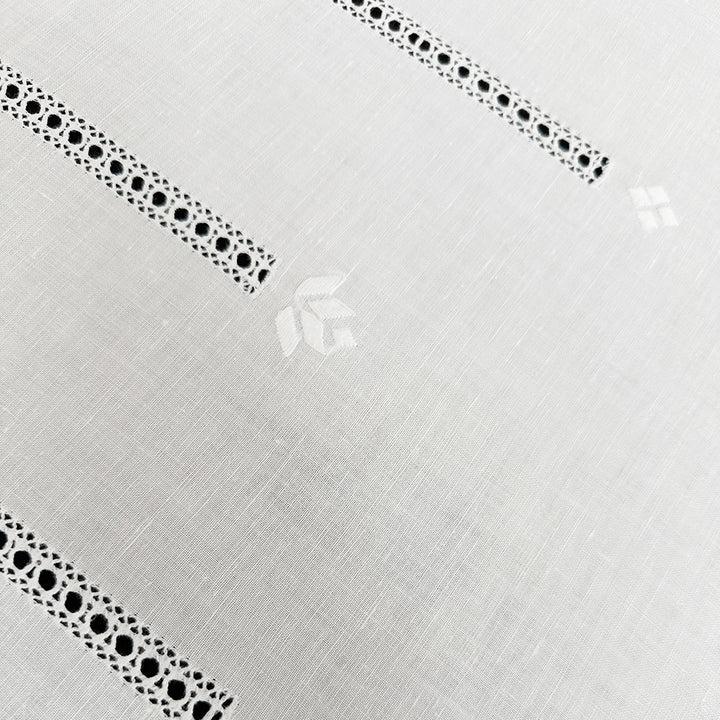 Zenoni & ColombiTenda al metro ricamata in misto Lino Made in Italy variante Tuscania Outlet