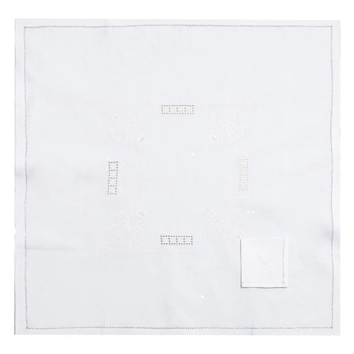 Zenoni & ColombiTovaglia da the + 4 tovaglioli ricamati 100% Cotone variante Principessa Saldi