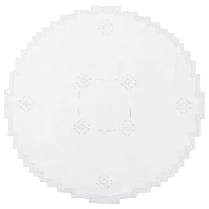 Zenoni & ColombiCentrino centrotavola rotondo ricamato a mano in puro Lino Made in Italy variante Etruria In Saldo