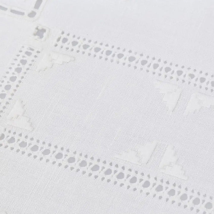 Zenoni & ColombiCentrino ricamato a mano in Lino Made in Italy variante Punto antico italiano (2 pezzi) Moda