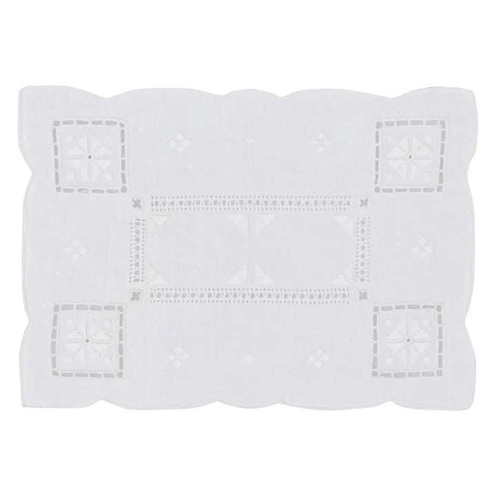 Zenoni & ColombiCentrino ricamato a mano in Lino Made in Italy variante Punto antico italiano (2 pezzi) Moda