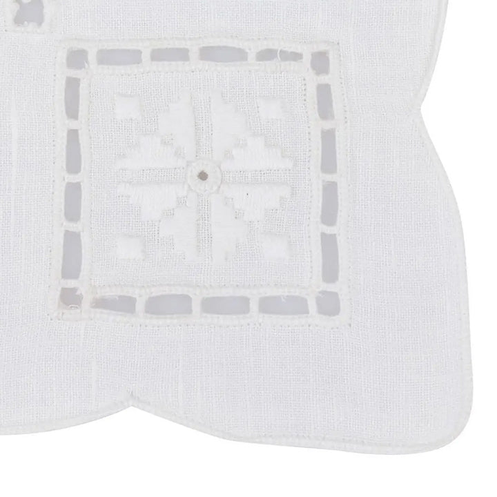 Zenoni & ColombiCentrino ricamato a mano in Lino Made in Italy variante Punto antico italiano (2 pezzi) Moda